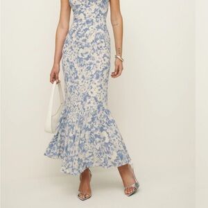 Floral Blue and White Maxi Dress